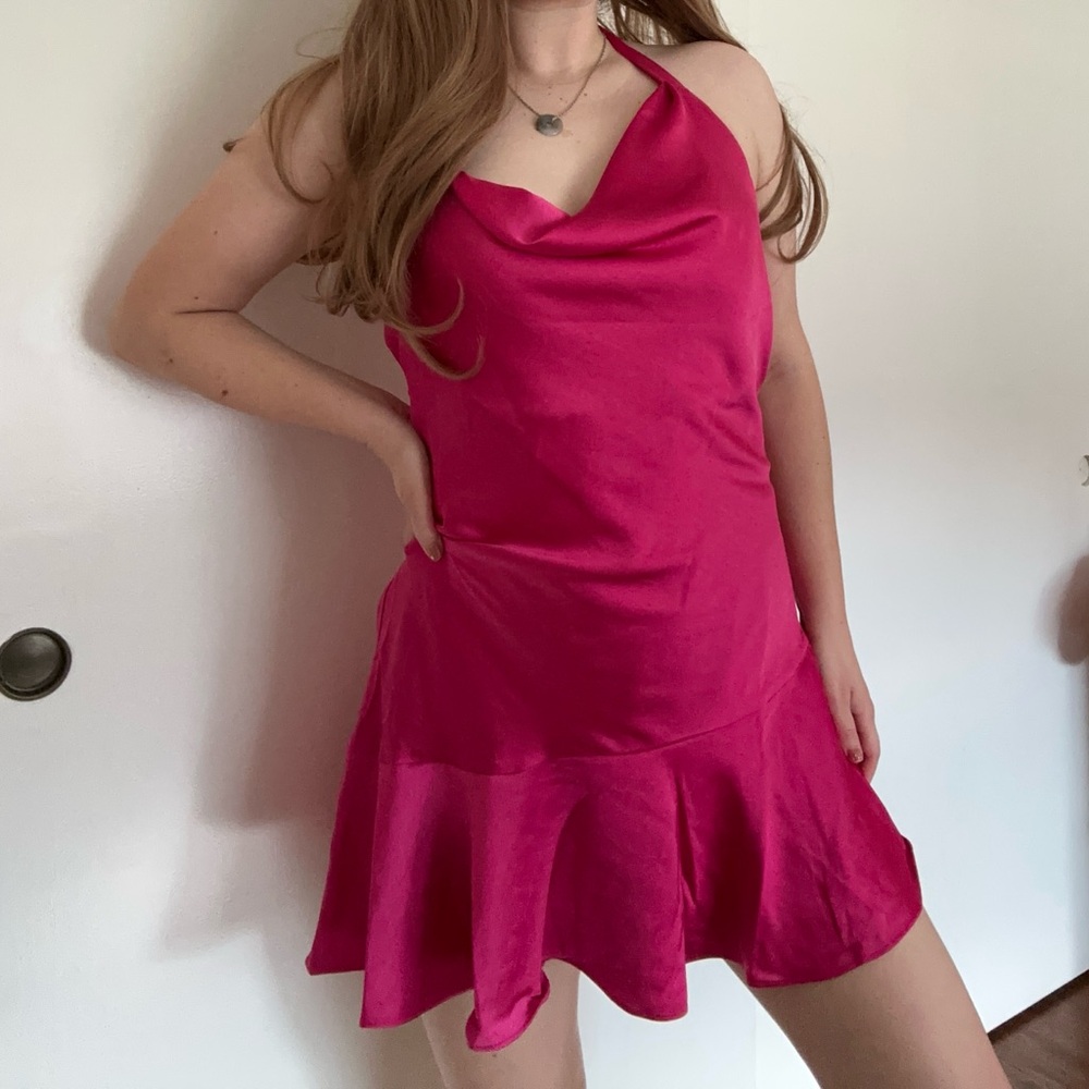 Lush Valentine's Day Fuchsia Asymmetrical Dress